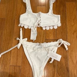 White two piece bikini
